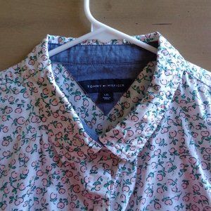 Womens Tommy Hilfiger Peach Blossom Medium Long Sleeve Button Down Shirt Ex. Con